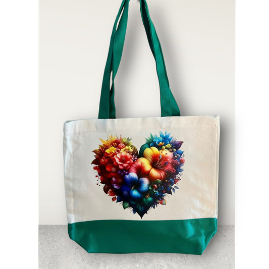 Rainbow Flowers in a Heart