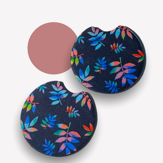 Neon leaves Car Coasters - Pack of 2