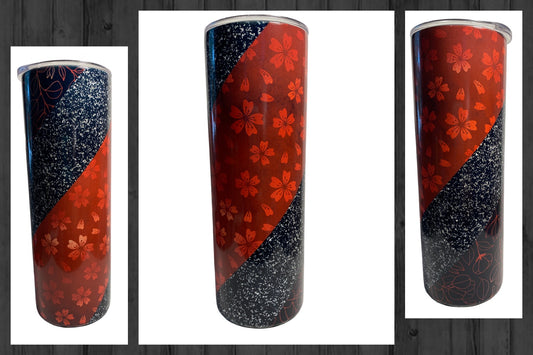 Red Flowers with Glitter Spiral