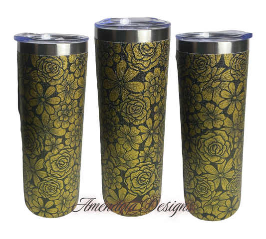 Gold Glitter with Flowers