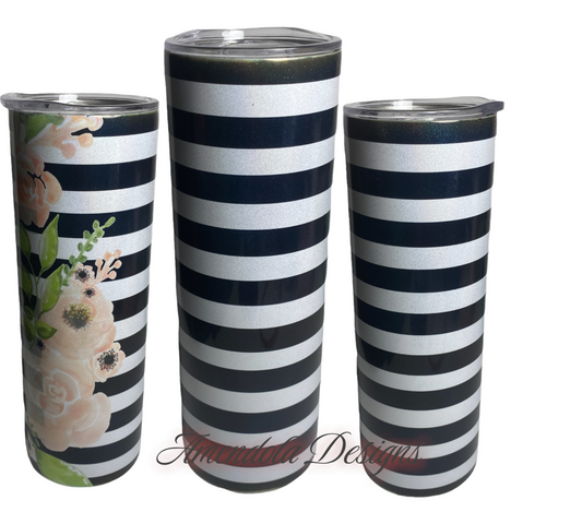 Black and White Stripe with Florals