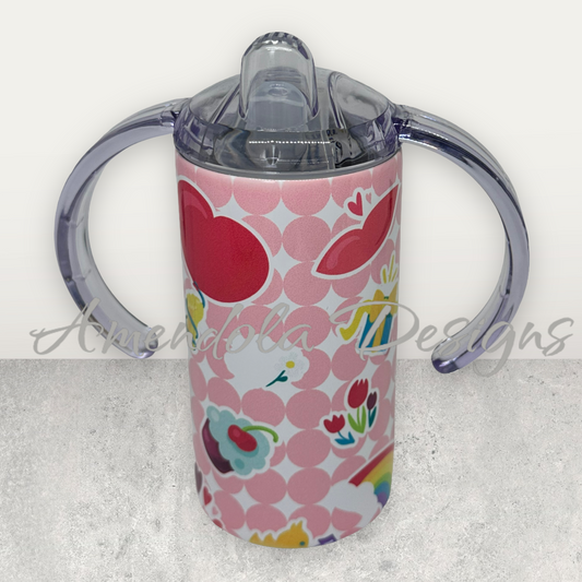 Pink Stickers Sippy Cup with extra tumbler top