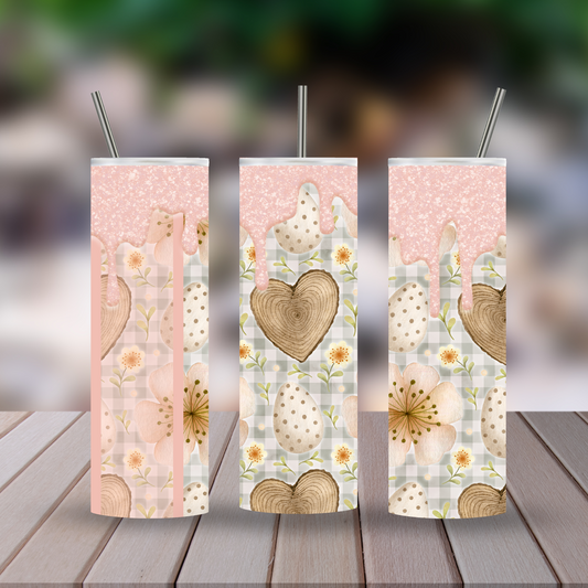 Pink Glitter Drip with Hearts