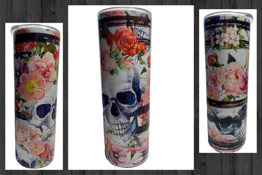 Skulls with Flowers and Stripes