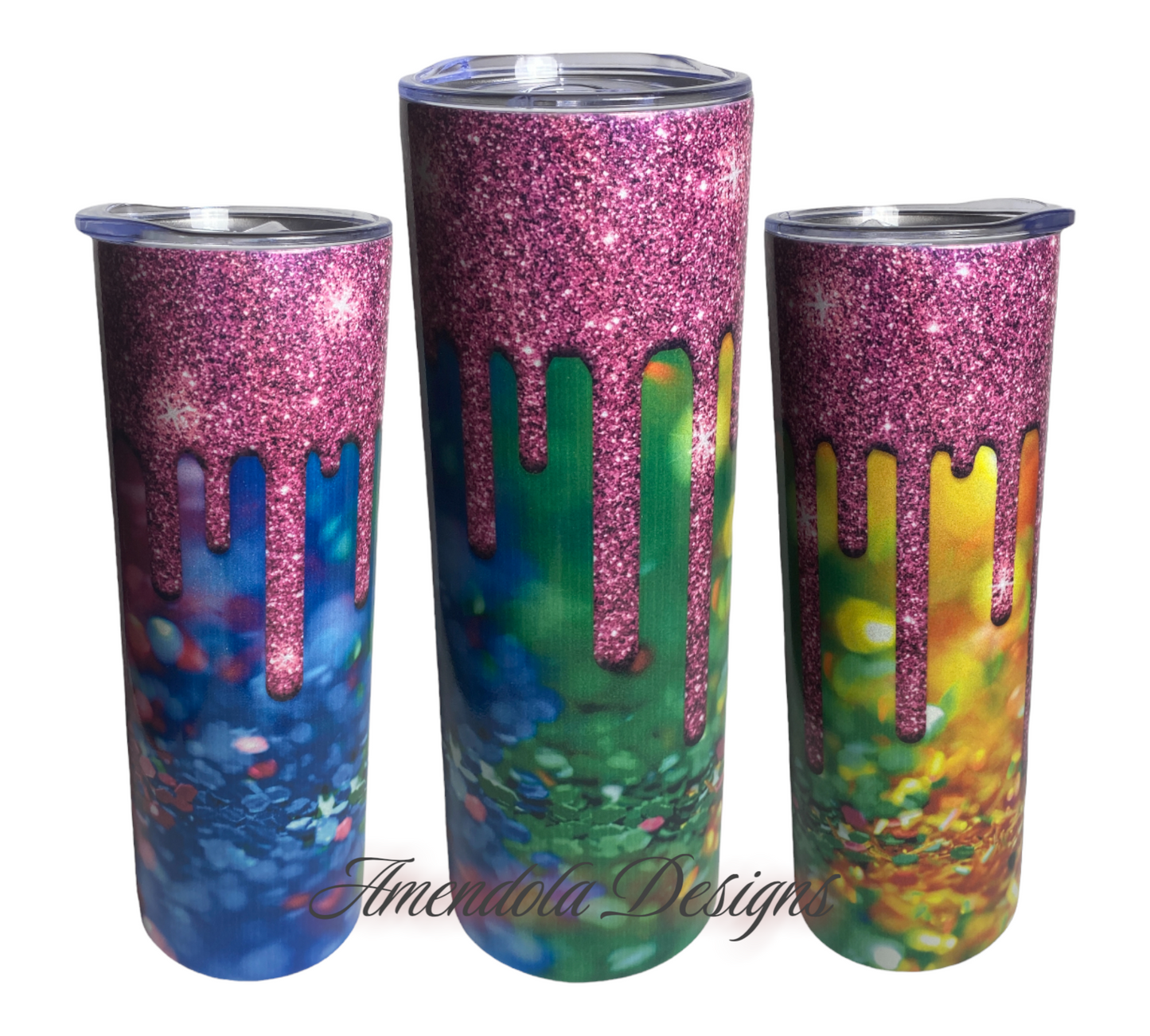 Rainbow Glitter with Pink Drips