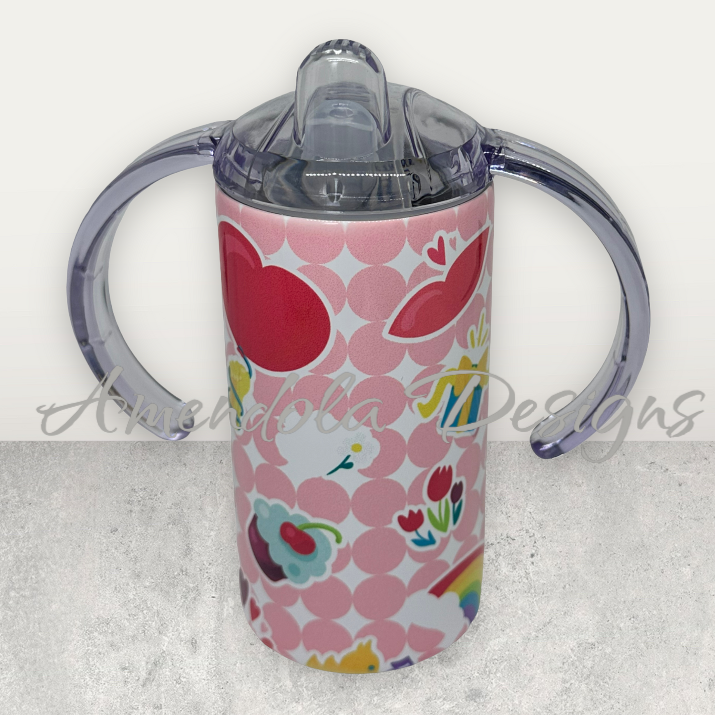 Pink Stickers Sippy Cup with extra tumbler top